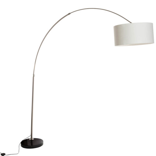 Acél ívlámpa fehér textilbúrával 50 cm - XXL