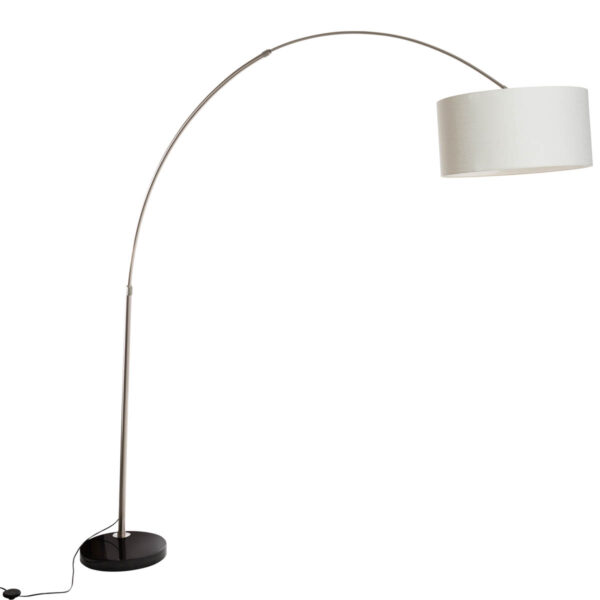 Acél ívlámpa fehér textilbúrával 50 cm - XXL