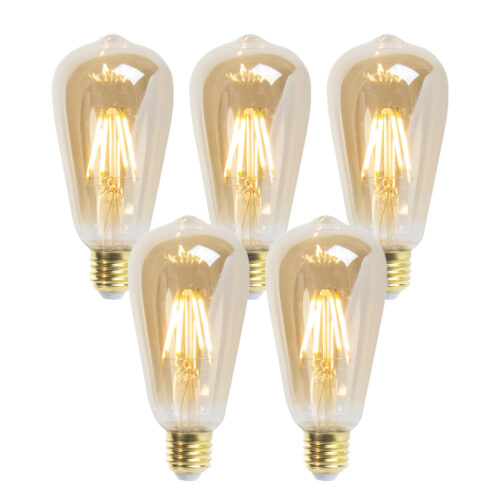 5 db-os készlet E27-es dimmelhető LED izzó ST64 Goldline 5W 380lm 2200K