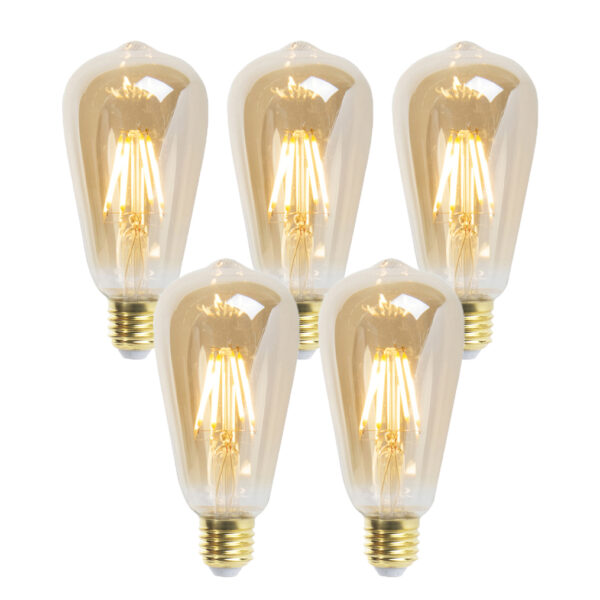 5 db-os készlet E27-es dimmelhető LED izzó ST64 Goldline 5W 380lm 2200K