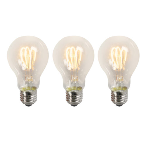 3 db-os készlet E27 LED csavart izzószálú izzók A60 átlátszó 3W 210lm 2200K