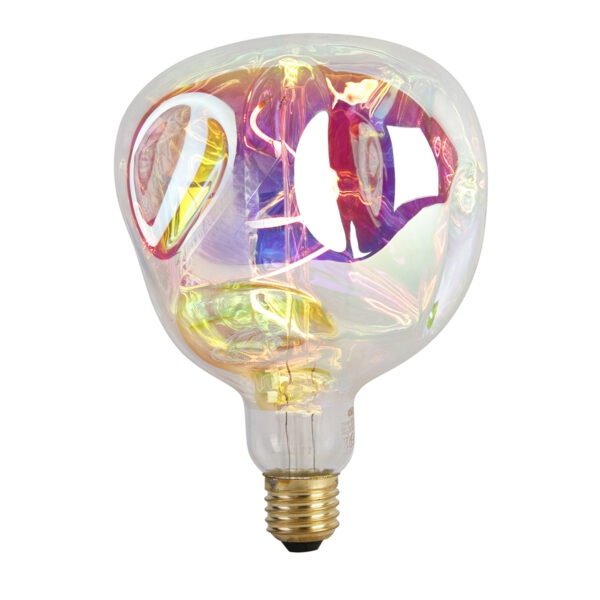 E27 szabályozható LED izzó G125 Szivárvány 4W 200lm 1800K