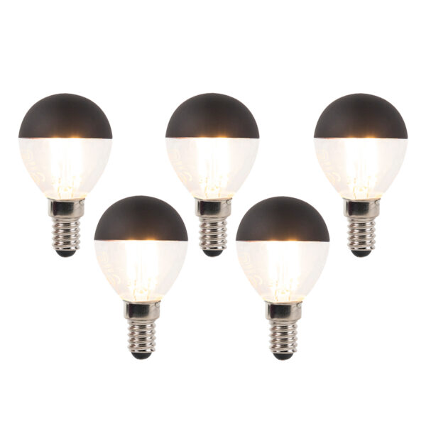 5 db E14-es dimmelhető LED izzószál izzó szett P45 fekete 300 lm 2700 K
