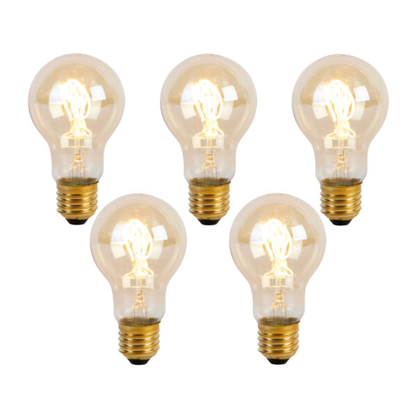 5 db E27 LED spirál izzószál izzó A60 Goldline 2W 150lm 2200K szett