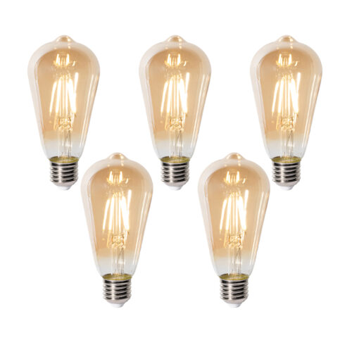 5 db E27 dimbare LED lamp ST64 goud 5W 450 lm 2700K