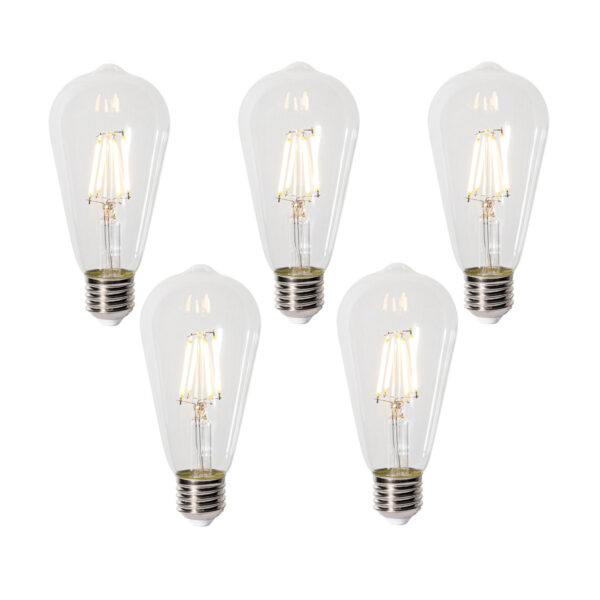 5 darabos E27 dimmelhető LED izzókészlet ST64 átlátszó 5W 600 lm 2700K