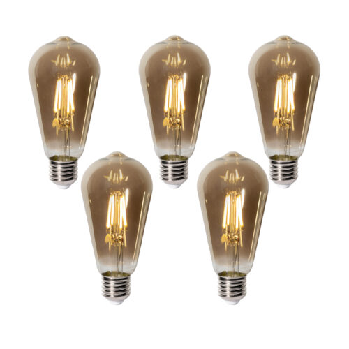 5 darabos E27-es dimmelhető LED izzókészlet ST64 füstüveggel 5W 450 lm 2700K