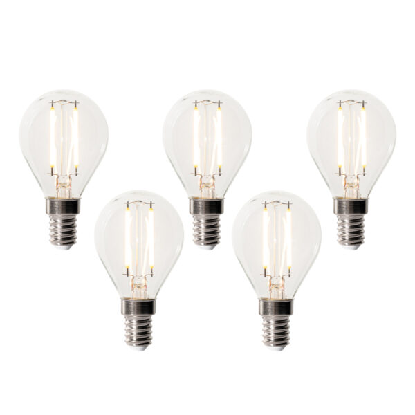 5 darabos E14 dimmelhető LED izzókészlet P45 átlátszó üveg 3W 250 lm 2200K
