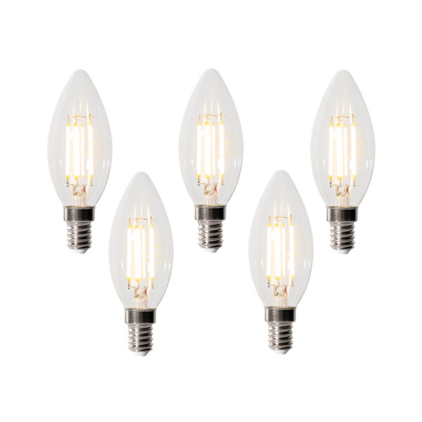 5 darabos E14 3 lépésben dimmelhető LED izzókészlet B35 átlátszó 4W 450 lm 2700K