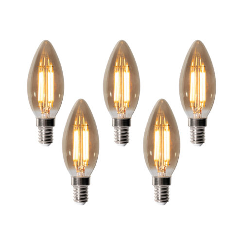 5 darabos E14 dimmelhető LED izzókészlet B35 füstszínű 4W 300 lm 2200K