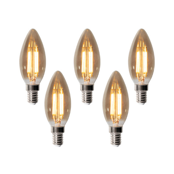 5 darabos E14 dimmelhető LED izzókészlet B35 füstszínű 4W 300 lm 2200K