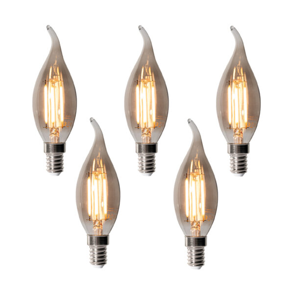 5 darabos E14 dimmelhető LED izzókészlet BXS35 füstszínű 4W 300 lm 2200K