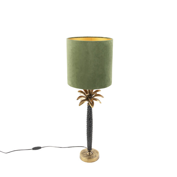 Art Deco asztali lámpa bársony árnyékolóval zöld 25 cm - Areka