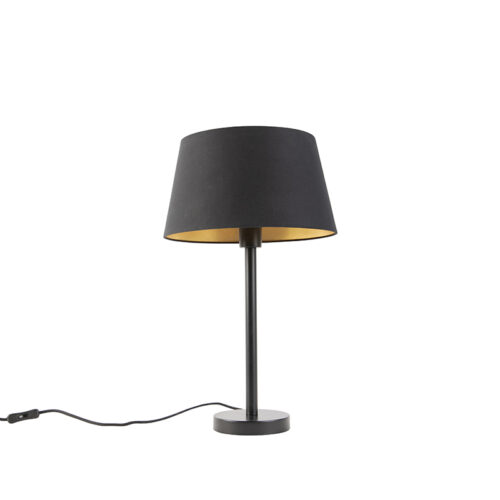Klasszikus asztali lámpa fekete fekete lámpabúrával 32 cm - Simplo