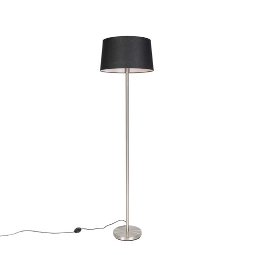 Modern állólámpa acélból fekete búrával 45 cm - Simplo