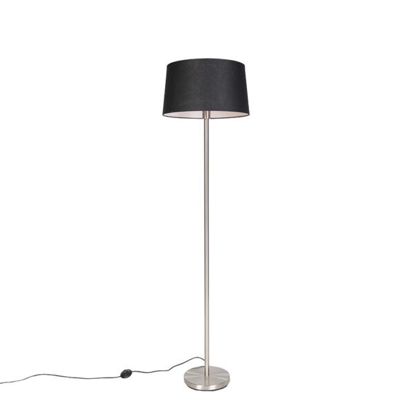 Modern állólámpa acélból fekete búrával 45 cm - Simplo