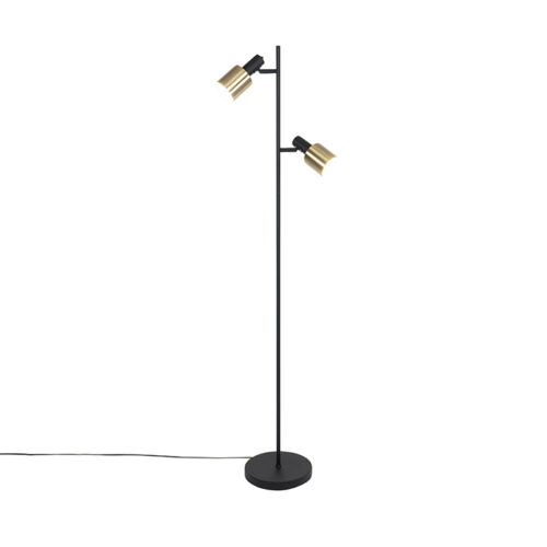 Design állólámpa fekete arannyal 2-lámpás - Stijn