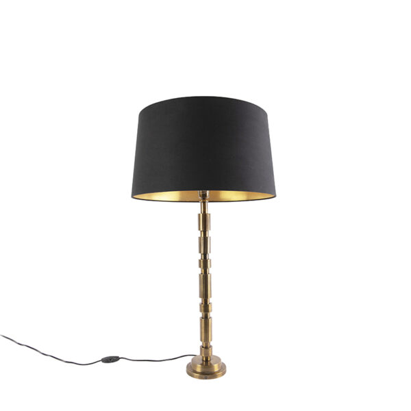 Art Deco asztali lámpa bronz fekete pamut búrával 45 cm - Torre