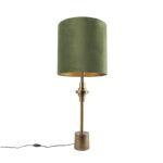 Asztali lámpa bronz bársony árnyékolóval zöld 40 cm - Diverso