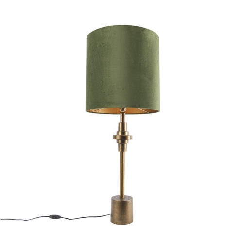 Asztali lámpa bronz bársony árnyékolóval zöld 40 cm - Diverso