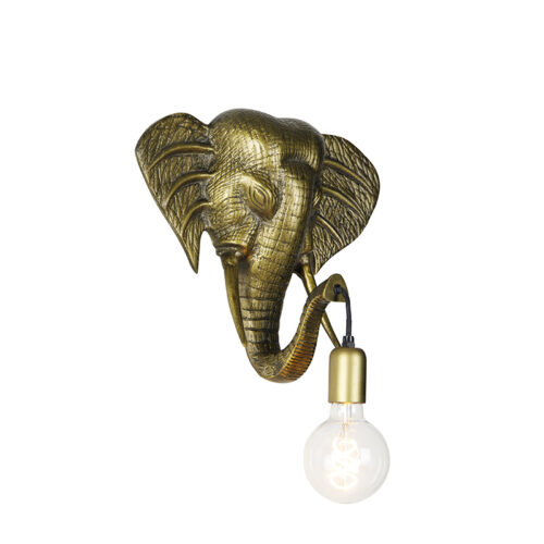 Vintage fali lámpa arany - Animal Elephant