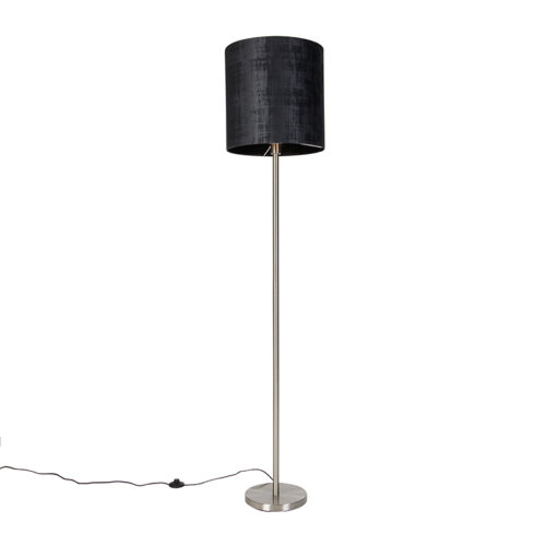 Modern állólámpa acélból fekete árnyékolóval 40 cm - Simplo