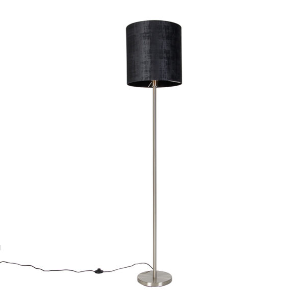 Modern állólámpa acélból fekete árnyékolóval 40 cm - Simplo