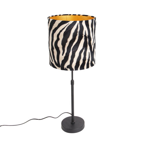 Asztali lámpa fekete árnyékolóval zebra mintával 25 cm állítható - Parte