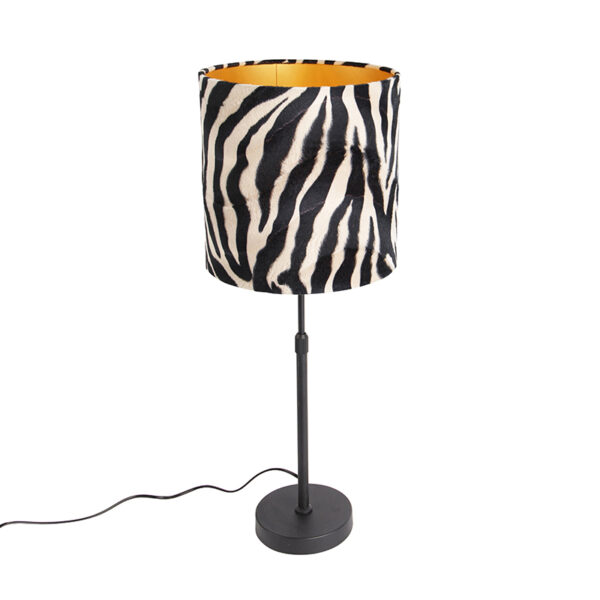 Asztali lámpa fekete árnyékolóval zebra mintával 25 cm állítható - Parte