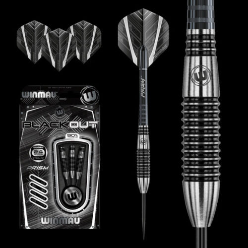 DART SZETT WINMAU STEEL BLACKOUT 90% WOLFRAM 24G gravírozással