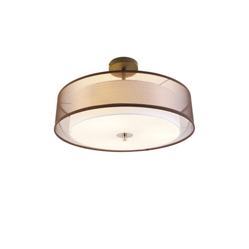 Modern barna és fehér mennyezeti lámpa 50 cm 3-lámpás - Drum Duo