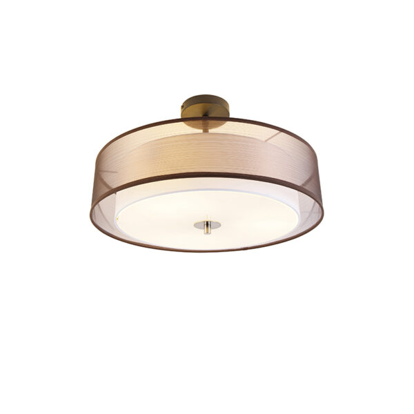 Modern barna és fehér mennyezeti lámpa 50 cm 3-lámpás - Drum Duo