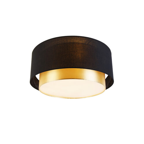 Modern mennyezeti lámpa fekete arannyal 50 cm 3-lámpás - Drum Duo
