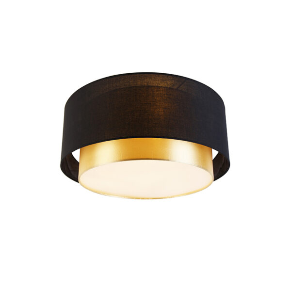 Modern mennyezeti lámpa fekete arannyal 50 cm 3-lámpás - Drum Duo