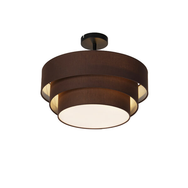 Modern mennyezeti lámpa barna 45 cm 3 lámpás - Drum Trio