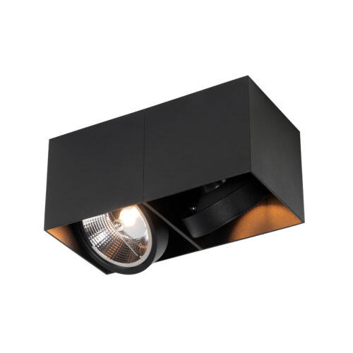 Design spotlámpa fekete téglalap AR111 2-lámpás - Box