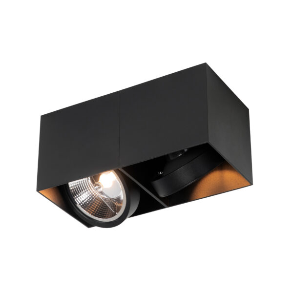 Design spotlámpa fekete téglalap AR111 2-lámpás - Box