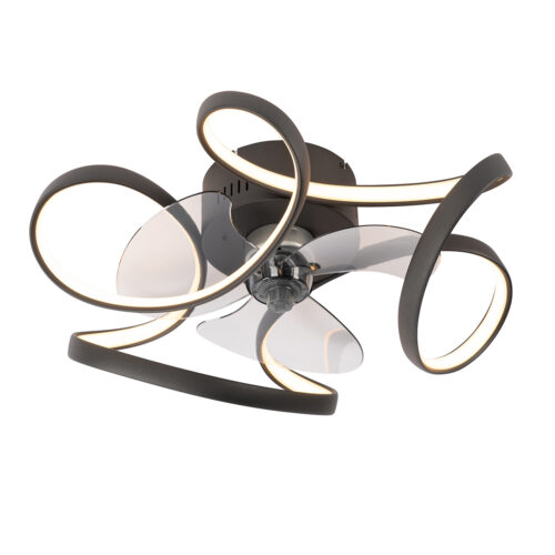 Mennyezeti ventilátor fekete 55 cm LED-del