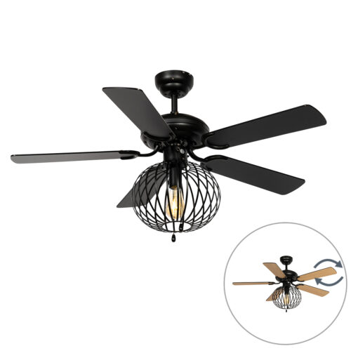 Mennyezeti ventilátor fekete fa mintával 107