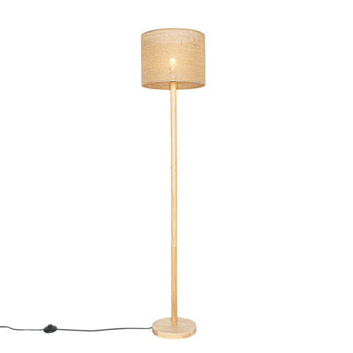 Okos fa állólámpa természetes vászonernyővel 32 cm