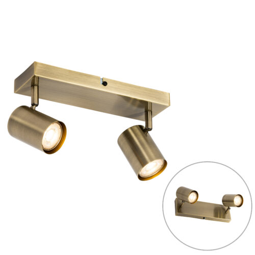 Modern mennyezeti lámpa bronz 2-lámpás állítható téglalap alakú - Jeana
