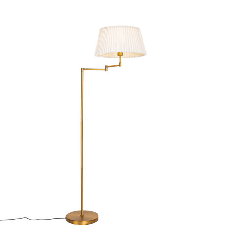 Állólámpa bronz fehér redős árnyékolóval és állítható karral - Ladas Deluxe