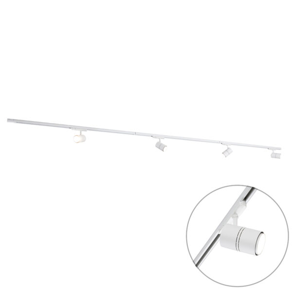 Modern 3 fázisú sínrendszer fehér 4 spotlámpával 3000-4000K - Ruler 38