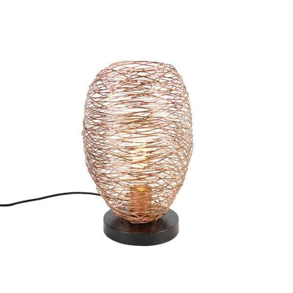 Design asztali lámpa réz fekete 30 cm - Sarella