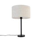 Modern asztali lámpa fekete bouclé árnyékolóval világos szürke 35 cm - Simplo
