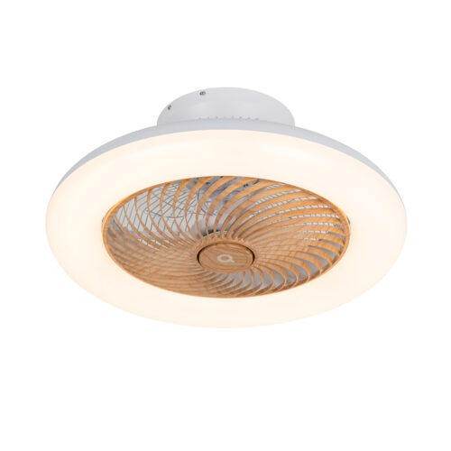 Mennyezeti ventilátor fehér fa mintával 55 cm LED-del