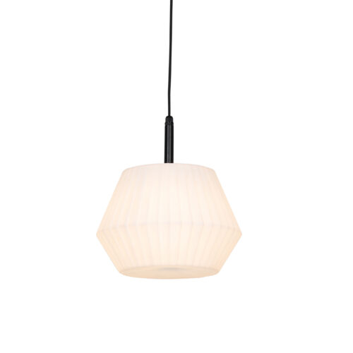 Modern kültéri lógólámpa fekete fehér árnyékolóval 33 cm IP44 - Robbert