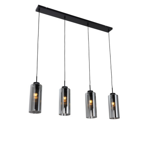 Art Deco függőlámpa fekete füstüveggel 4-lámpás - Laura