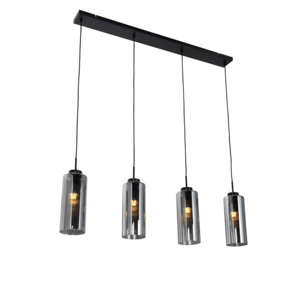 Art Deco függőlámpa fekete füstüveggel 4-lámpás - Laura