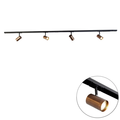 Modern 1 fázisú sínrendszer 4 spotlámpával sötét bronzban - Jeana